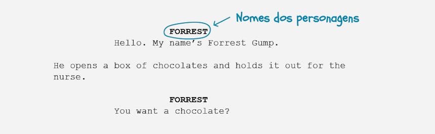 Guia básico da formatação de roteiros - Nomes dos personagens