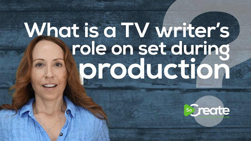 Drehbuchautorin Stephanie K. Smith über einer Grafik mit dem Titel „Welche Rolle spielt ein Fernsehautor am Set während der Produktion?"