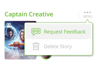 Select the "Request Feedback" option in the story's menu.