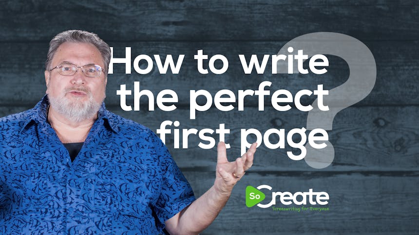 Jonathan Maberry vor einen Schriftzug, der sagt: „How to Write the Perfect First Page“