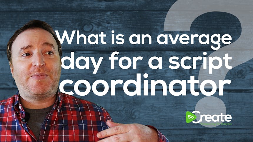 Script Coordinator Marc Gaffen on a graphic that reads "What is an average day for a script coordinator?"