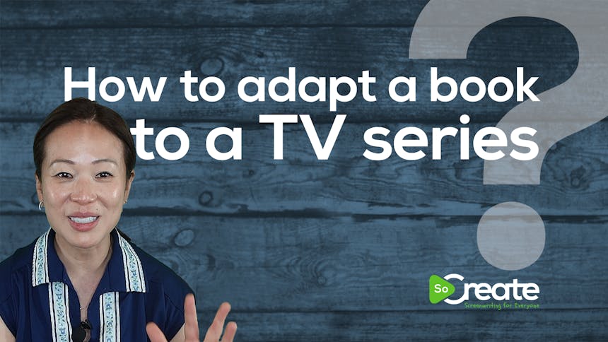 Showrunner Soo Hugh over a graphic that reads "How to Adapt a Book to a TV Series"