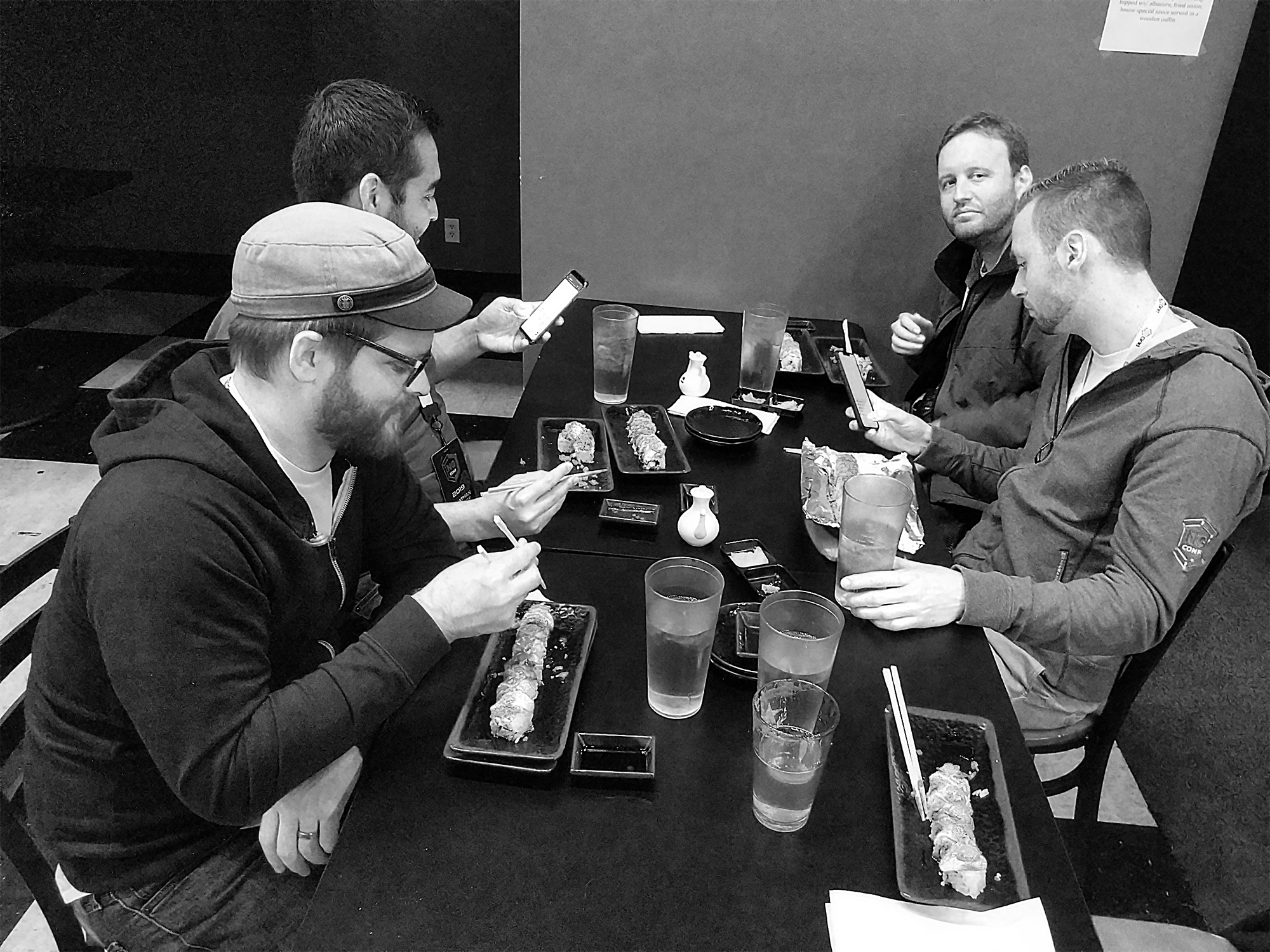 Einige Mitglieder des Entwicklungsteams von SoCreate beim Abendessen nach einem Fortbildungstag in Salt Lake City.