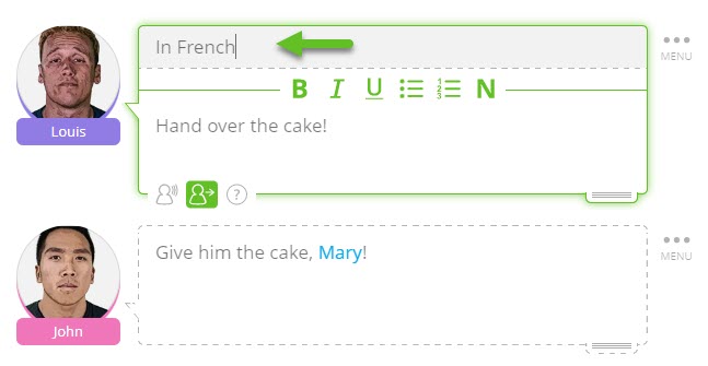 Voorbeeld van hoe u een vreemde taal schrijft in SoCreate