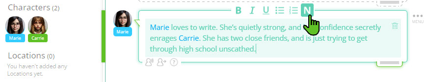 Um gráfico mostra como escrever notas em um item do Dialogue Stream no SoCreate