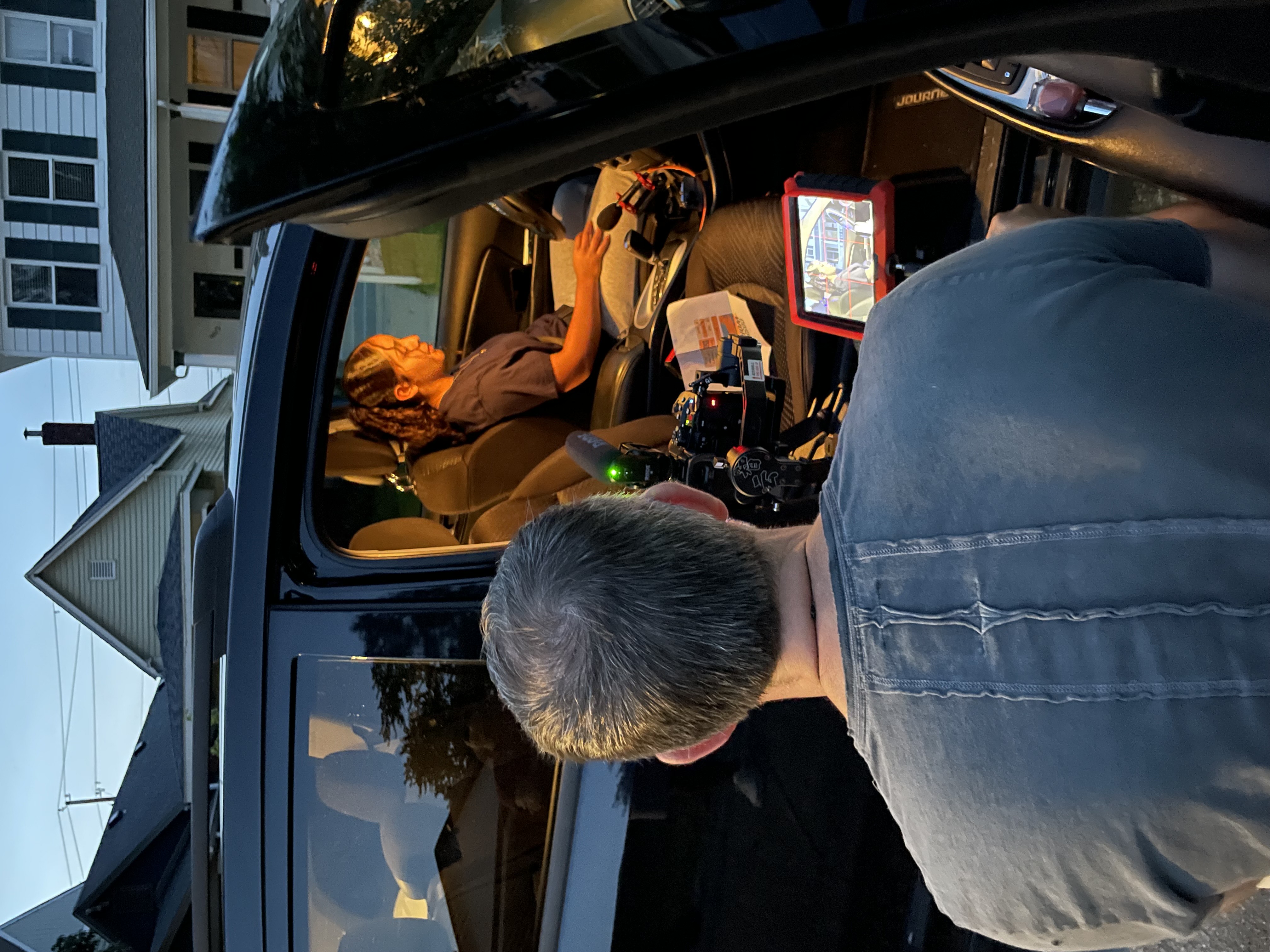 Mark Steenbarger shoots a movie in a car