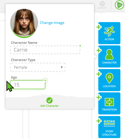 Um gráfico mostra como adicionar um personagem no SoCreate