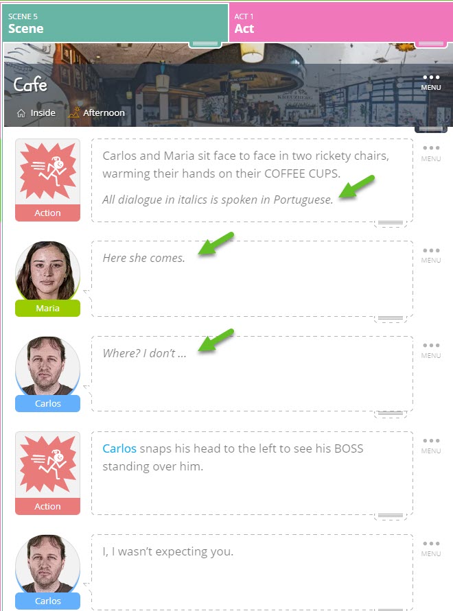 Voorbeeld van hoe u een vreemde taal schrijft in SoCreate
