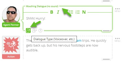 Een voorbeeld van een scenario met weinig tot geen dialoog