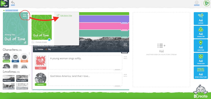 A screen capture shows where to find the story summary in SoCreate