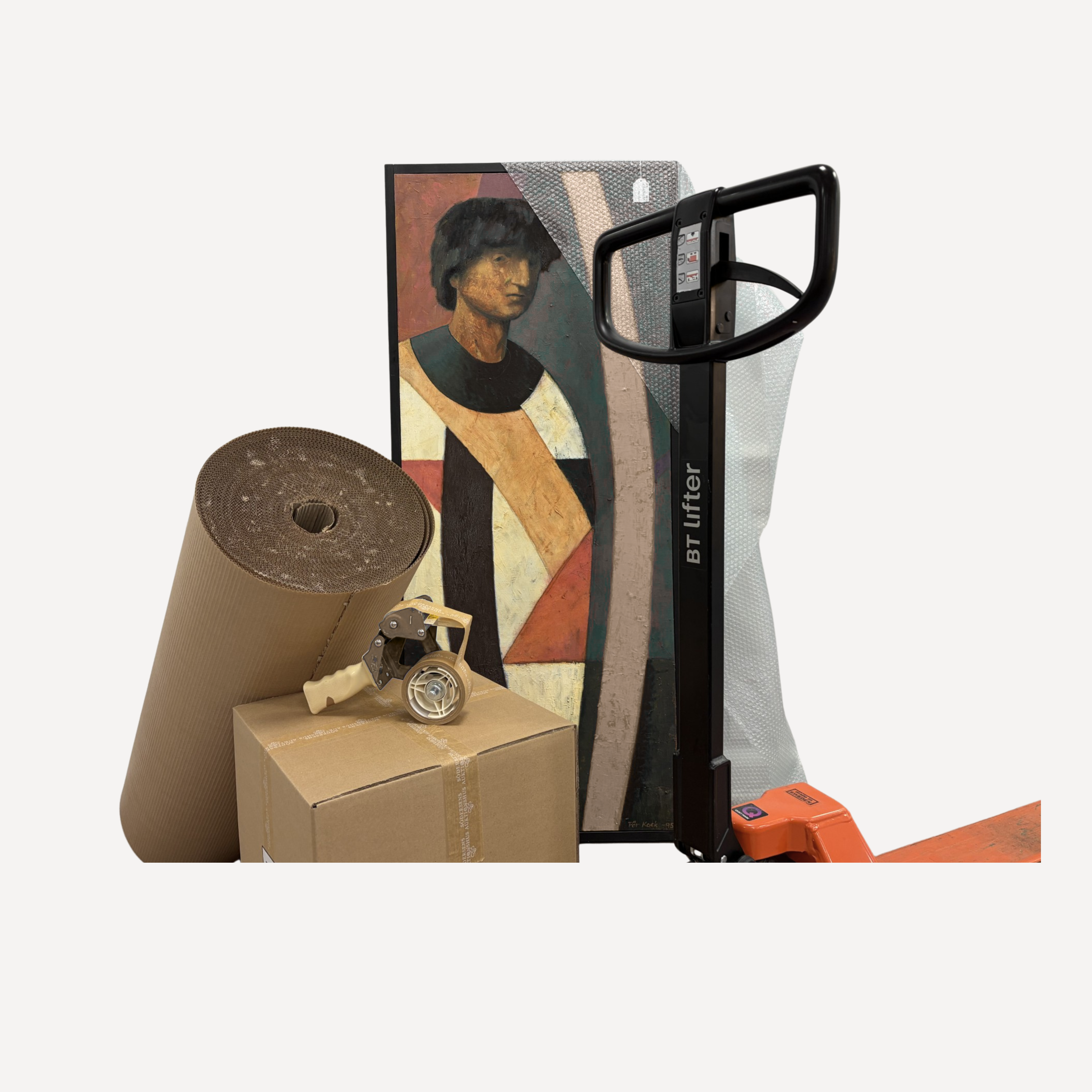 box, pallet lifter, painting, packing station