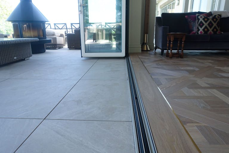 A door track showcasing the zero threshold