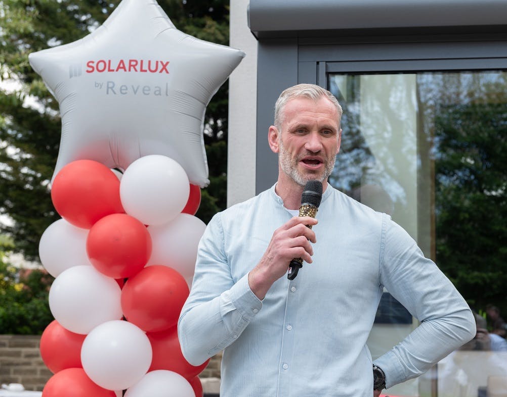 Jamie Peacock opens the Solarlux glass extension showroom