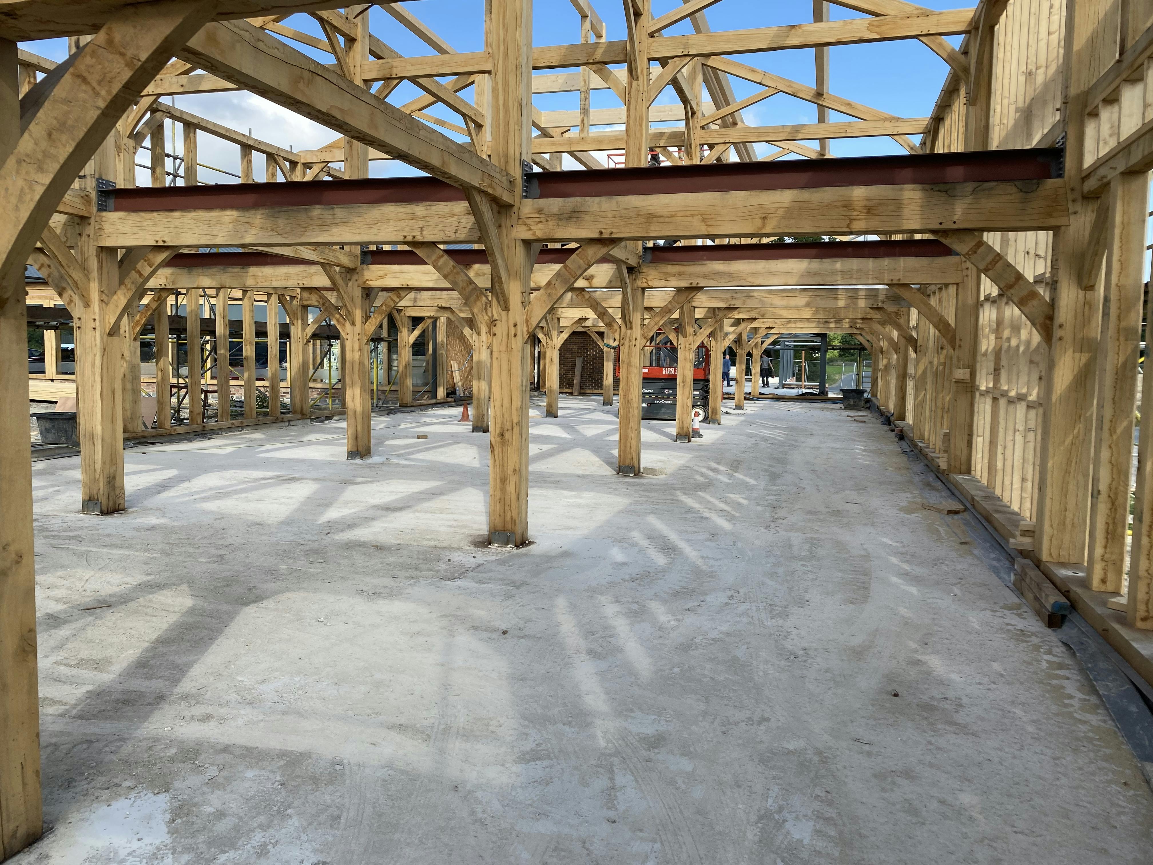 timber frame at the motorist restaurant the arnage