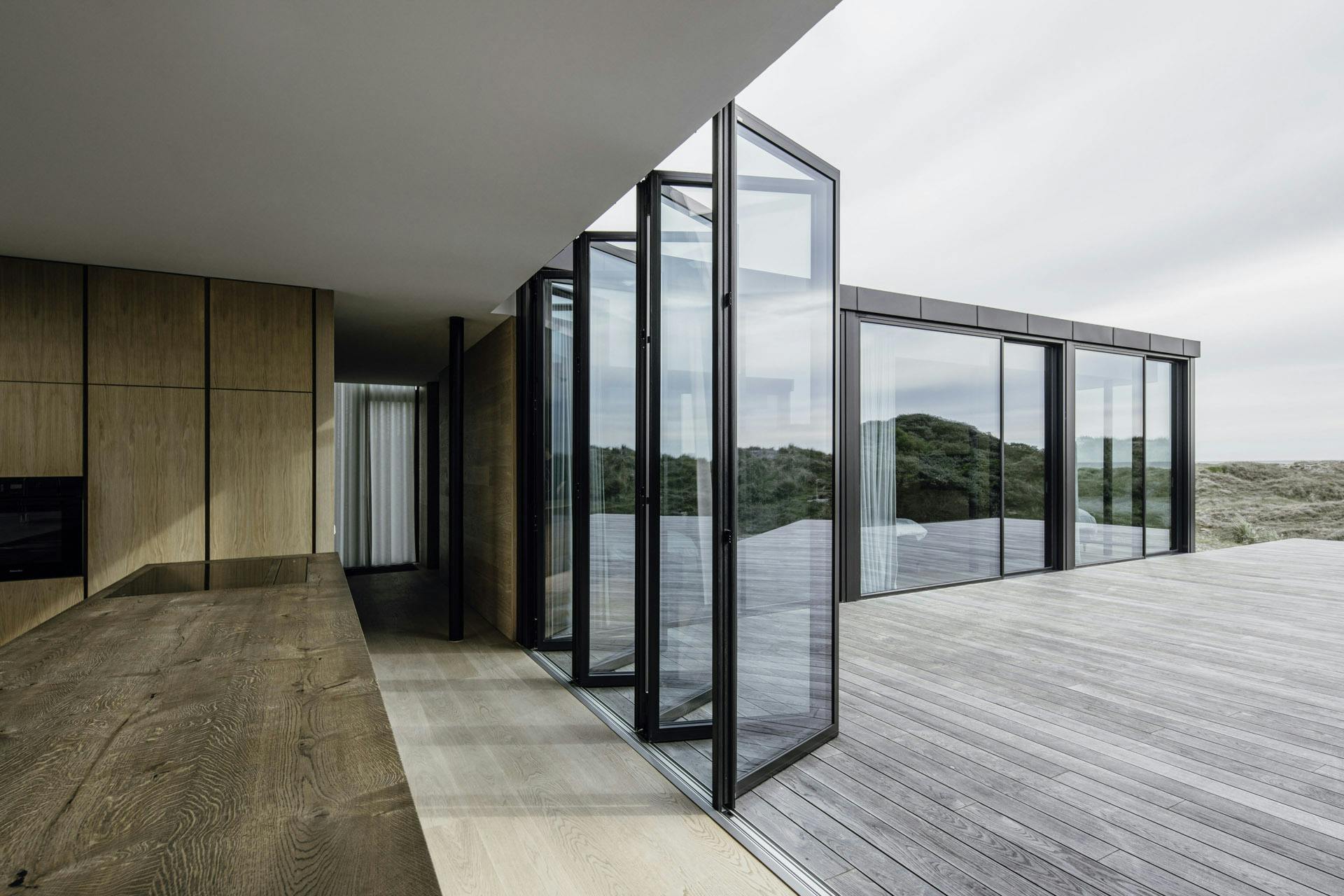 large set of bifolding doors at beachfront property