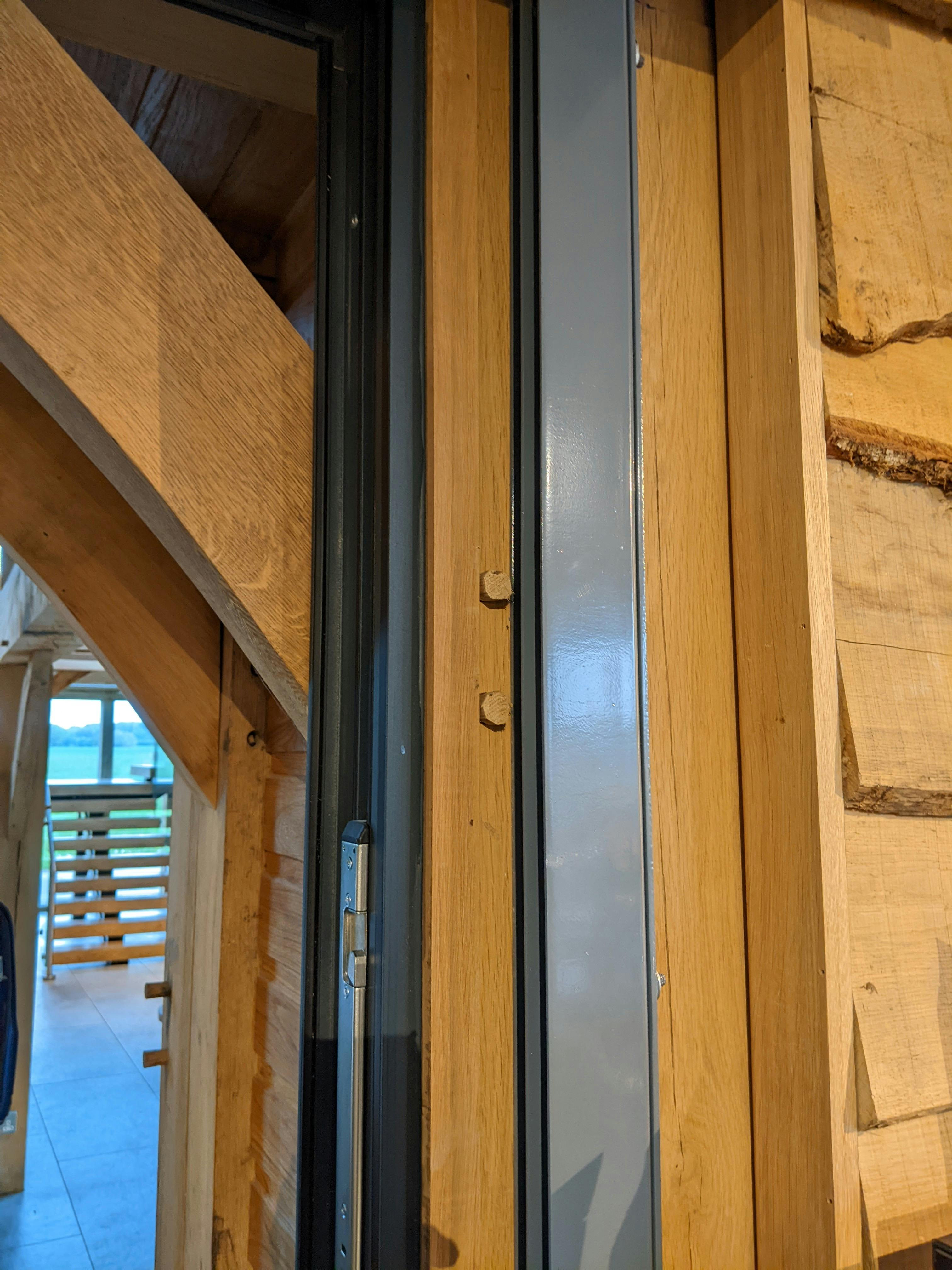 Real timber noggins and pegs in structure of york restaurant