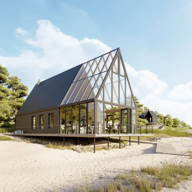 beach front glass extension