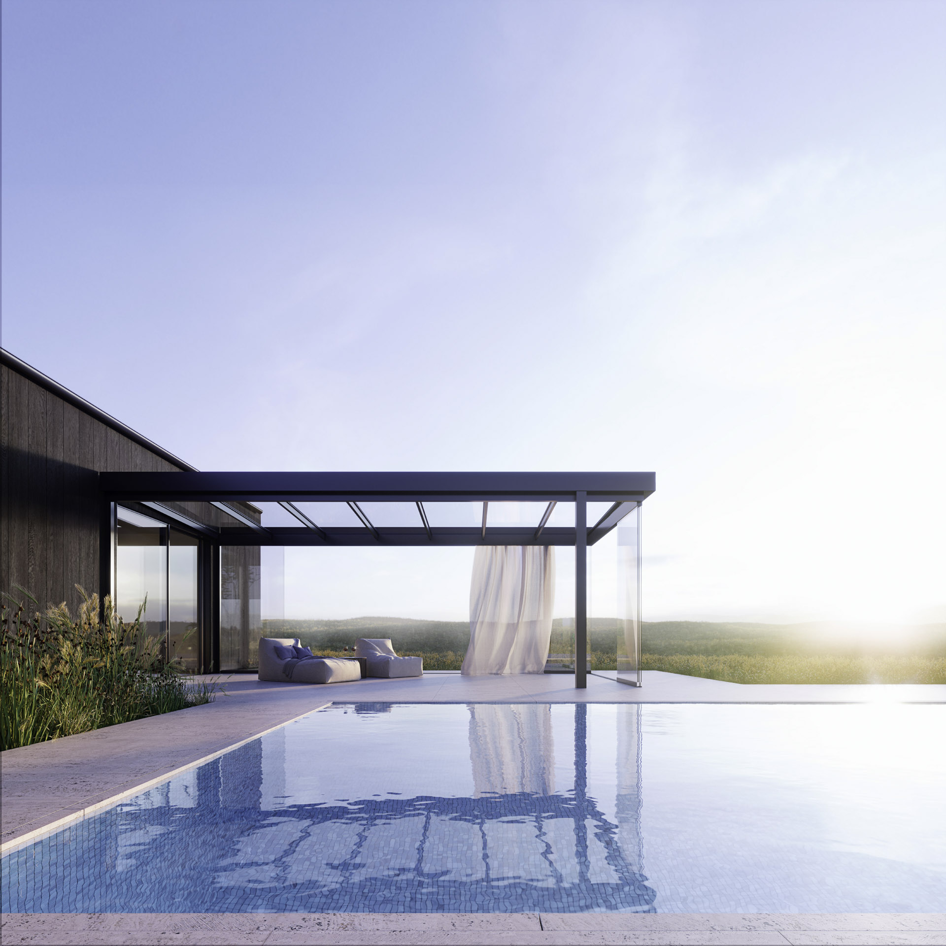 swimming pool glass room ideas