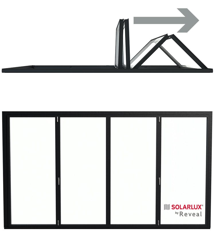 4 Pane Bi-Folding Doors CONFIGURATION Opening Outside  4 Right  /  O - 4R Viewed from Inside
