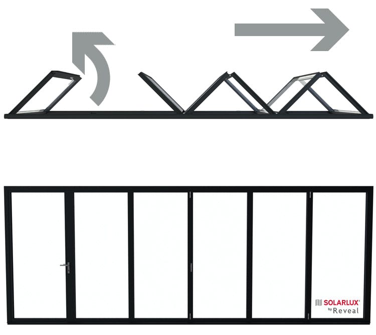6 Pane Bi-Folding   Door Opening Outside   1 Left  5 Right / O - 1L 5R