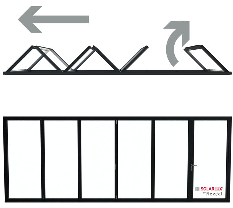 6 Pane Bi-Folding   Door Opening Outside   1 Right 5 Left / O - 1R 5L