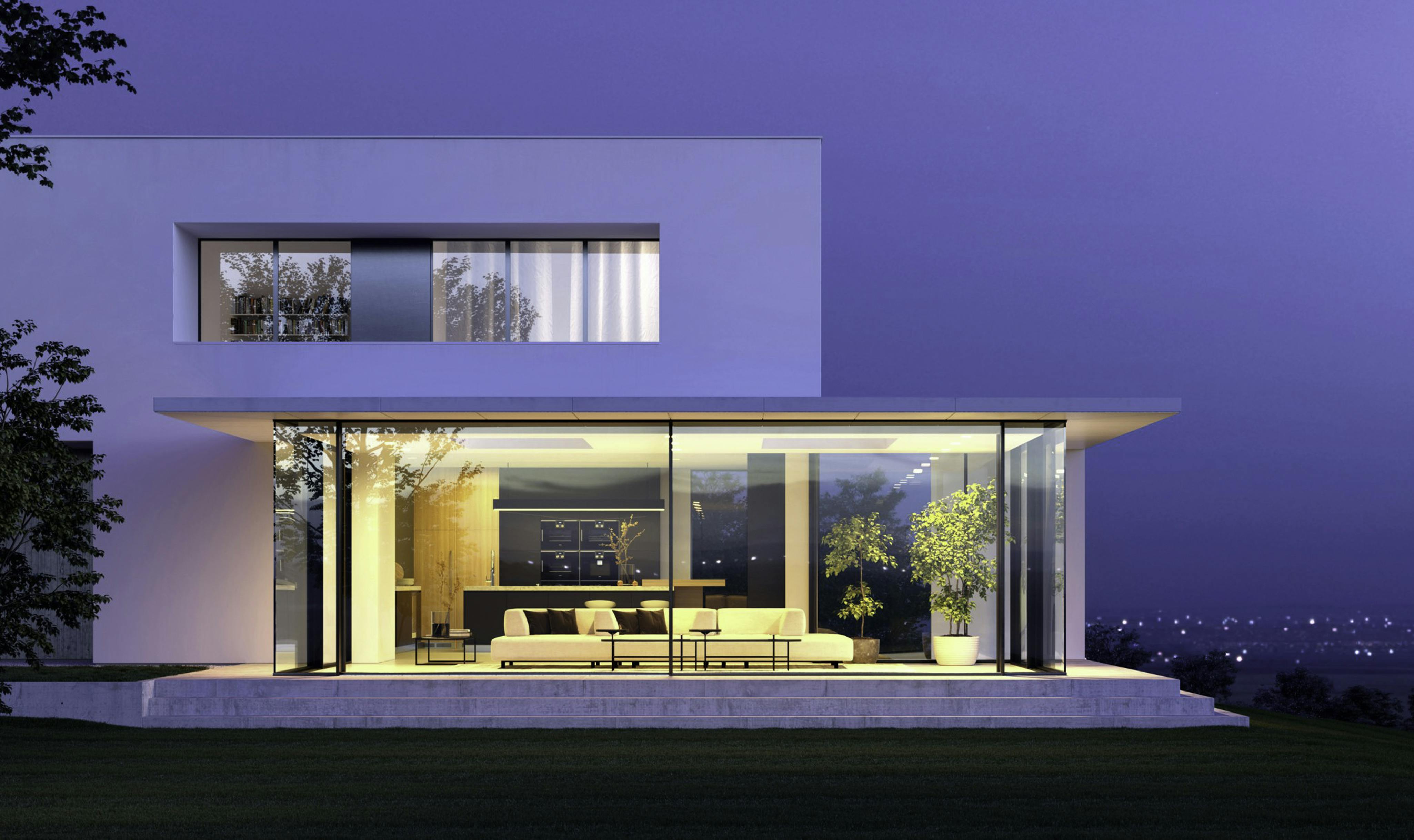 Slender sightlines and an almost unobstructed view through sliding glass doors