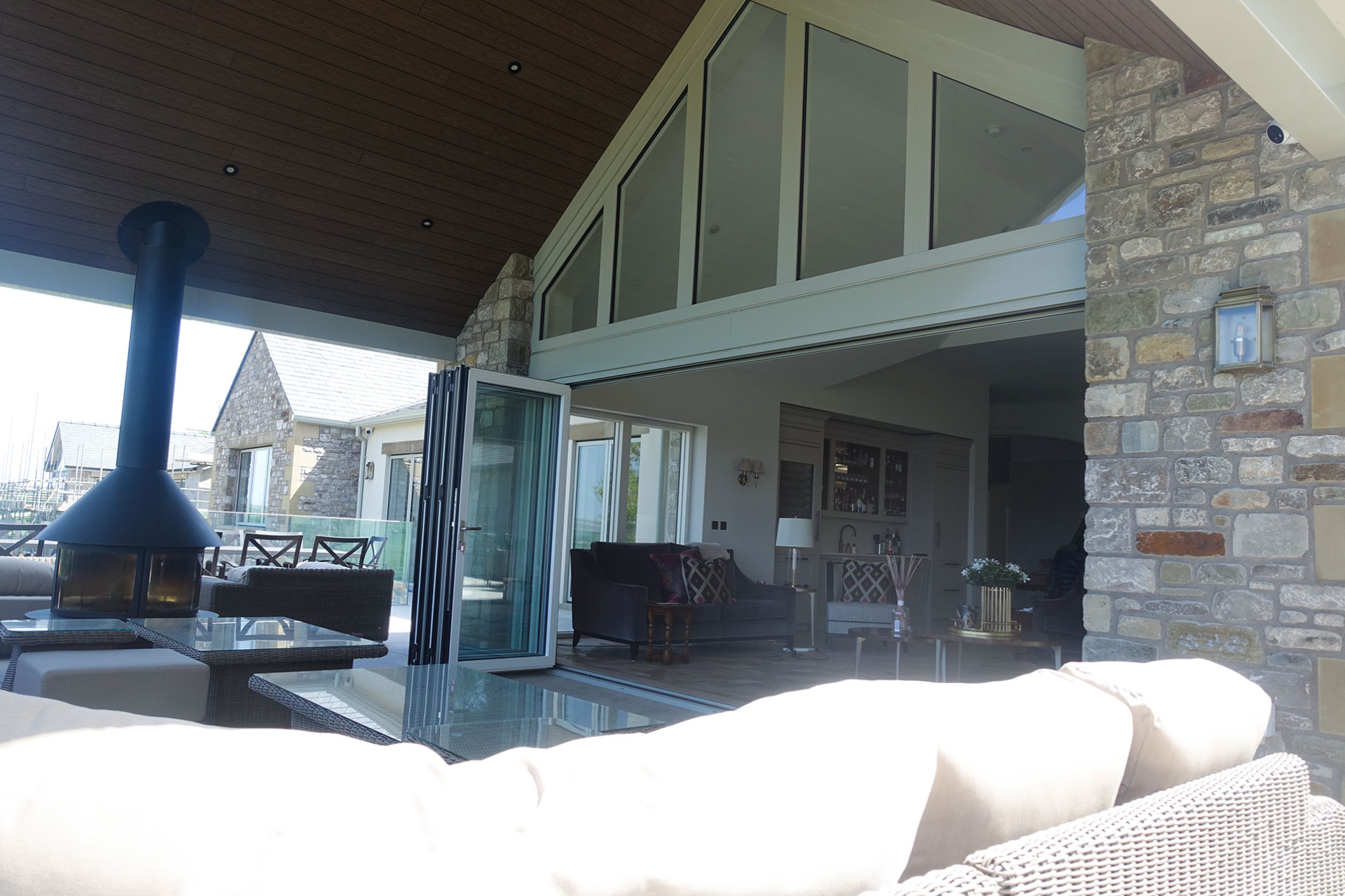 Open bi-folds viewed from the rear of a property