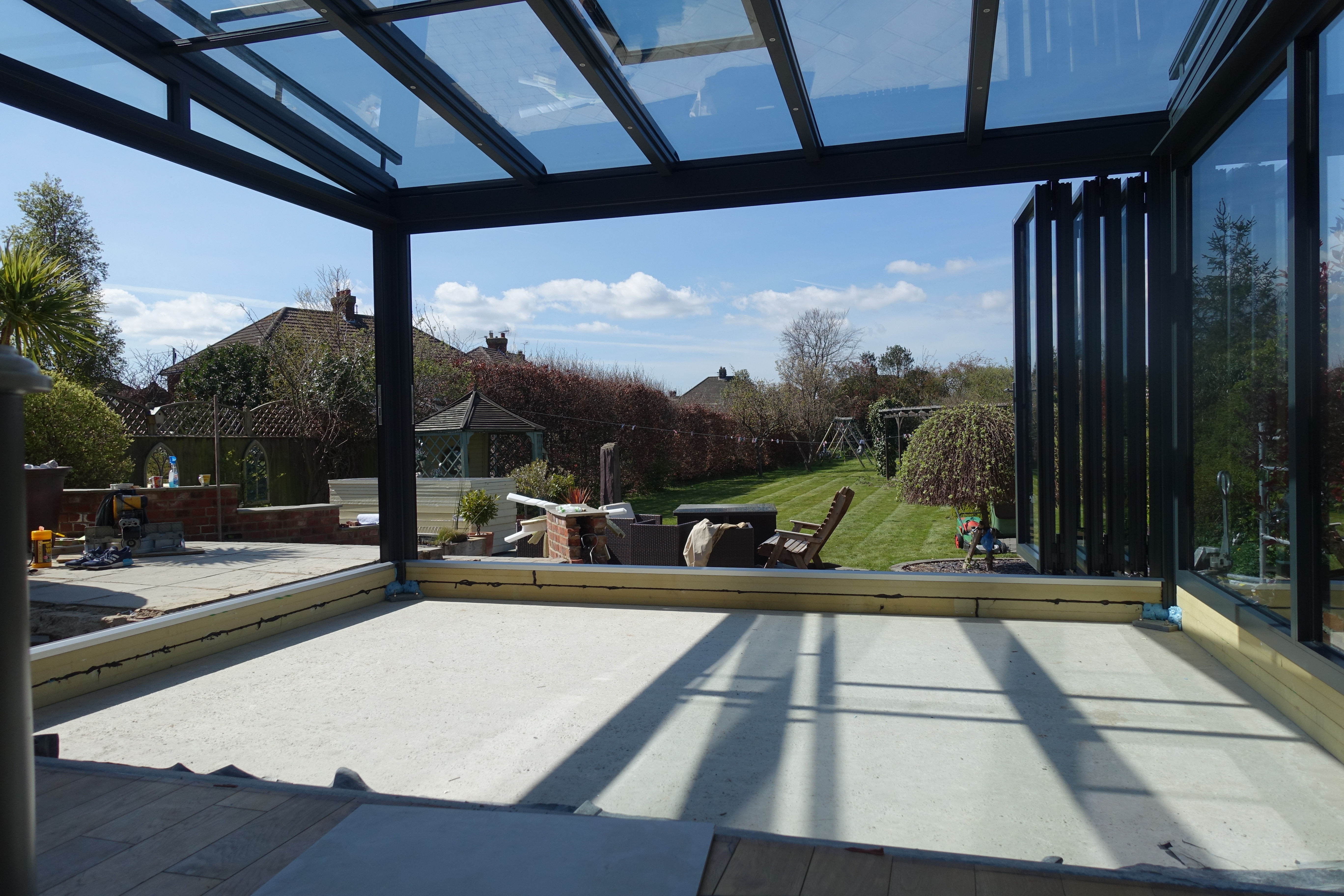 the foundations of a glass extension for stability and safety