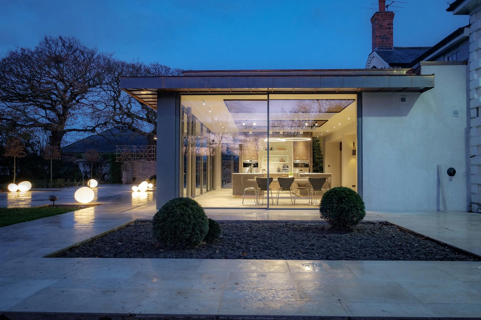 Oversized sliding glass doors on Yorkshire home extension