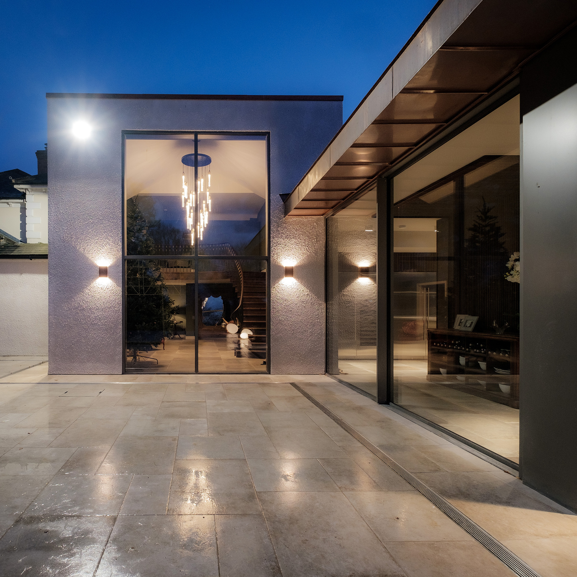 Curtain walling and large sliding glass doors at Yorkshire home extension