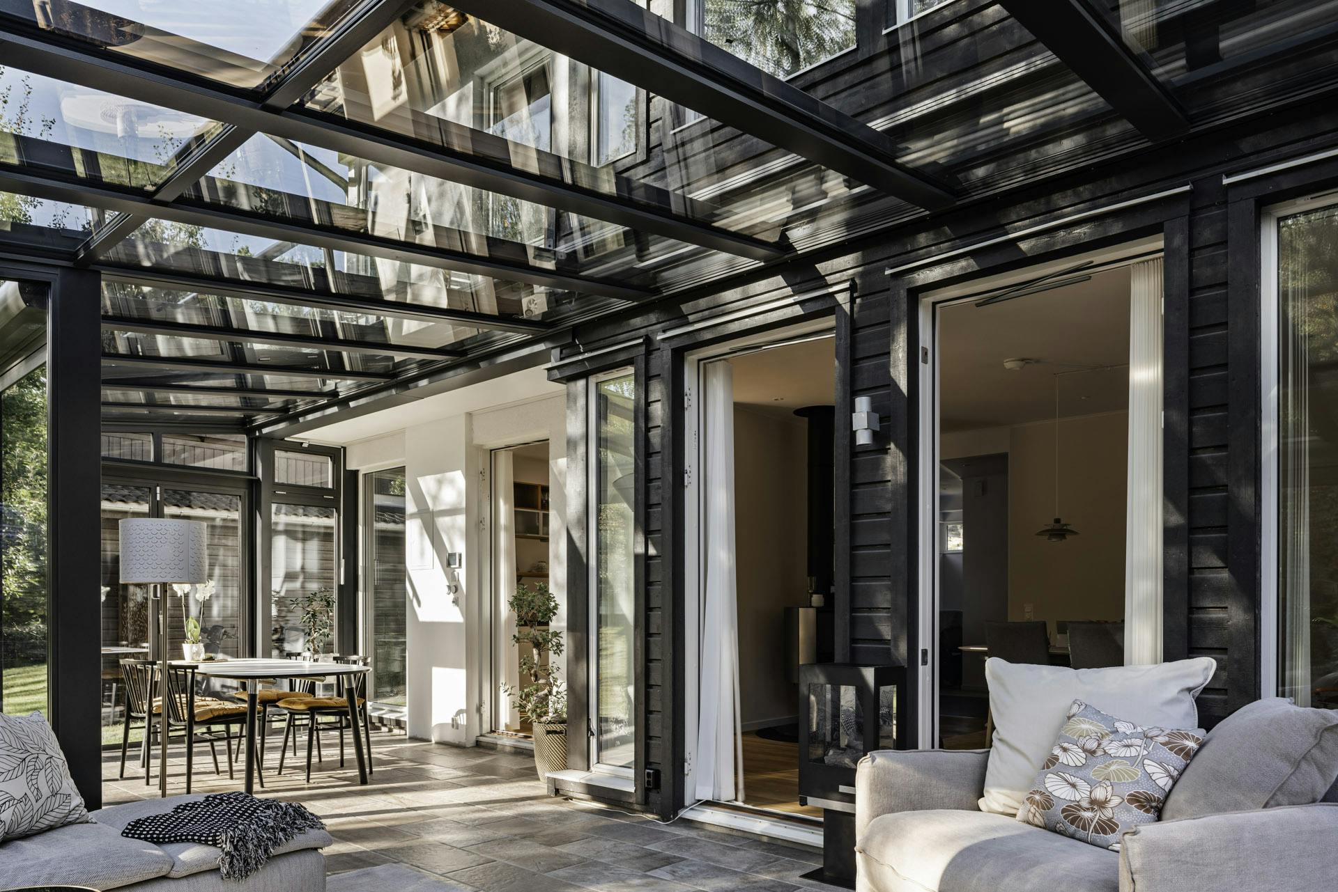 glass-roof home extension as alternative to roof lantern or skylight 
