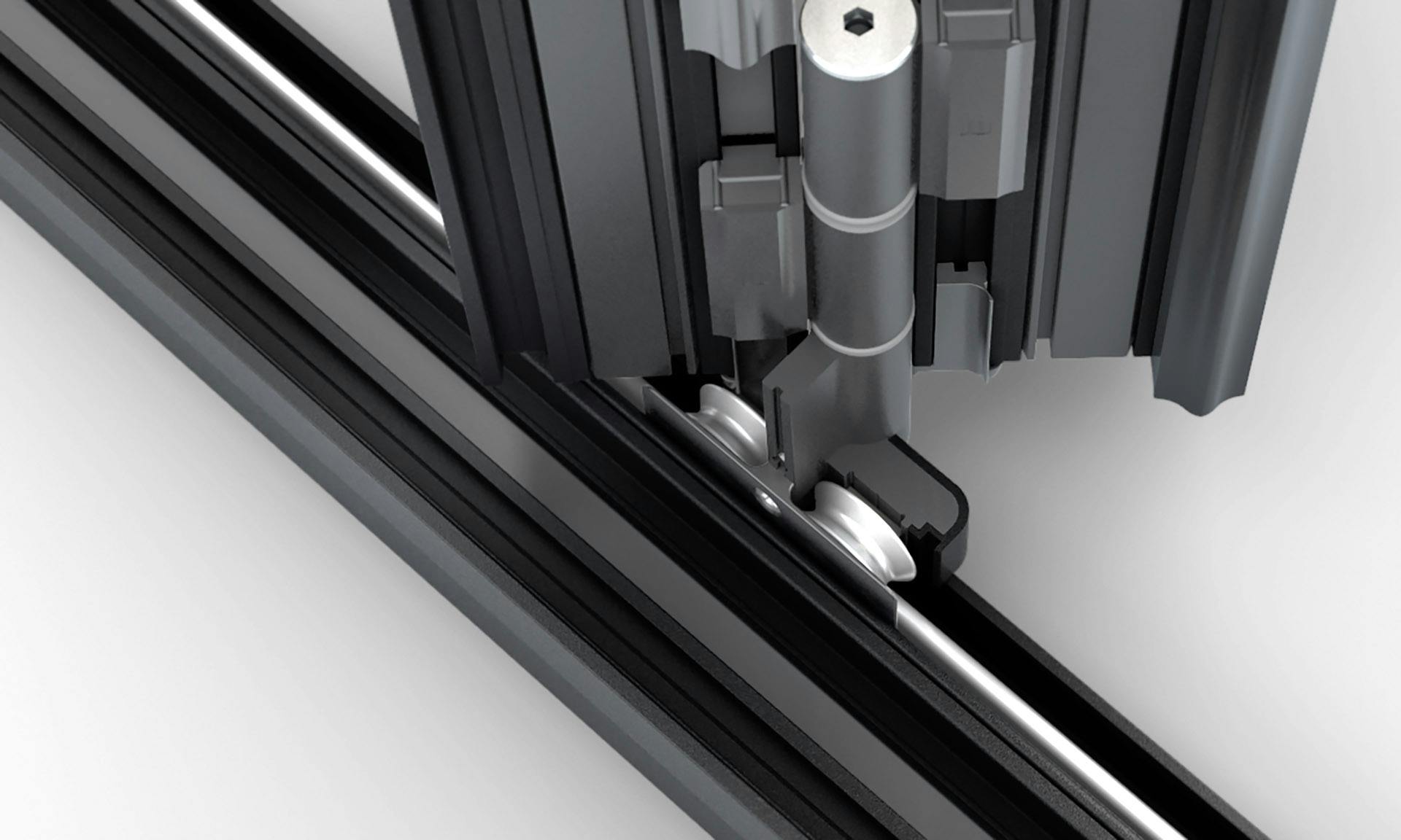 Maintenance and cleaning of glass extensions - bifold doors track detail