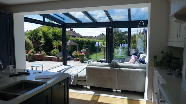 glass kitchen extension floods home near Yorkshire with natural light