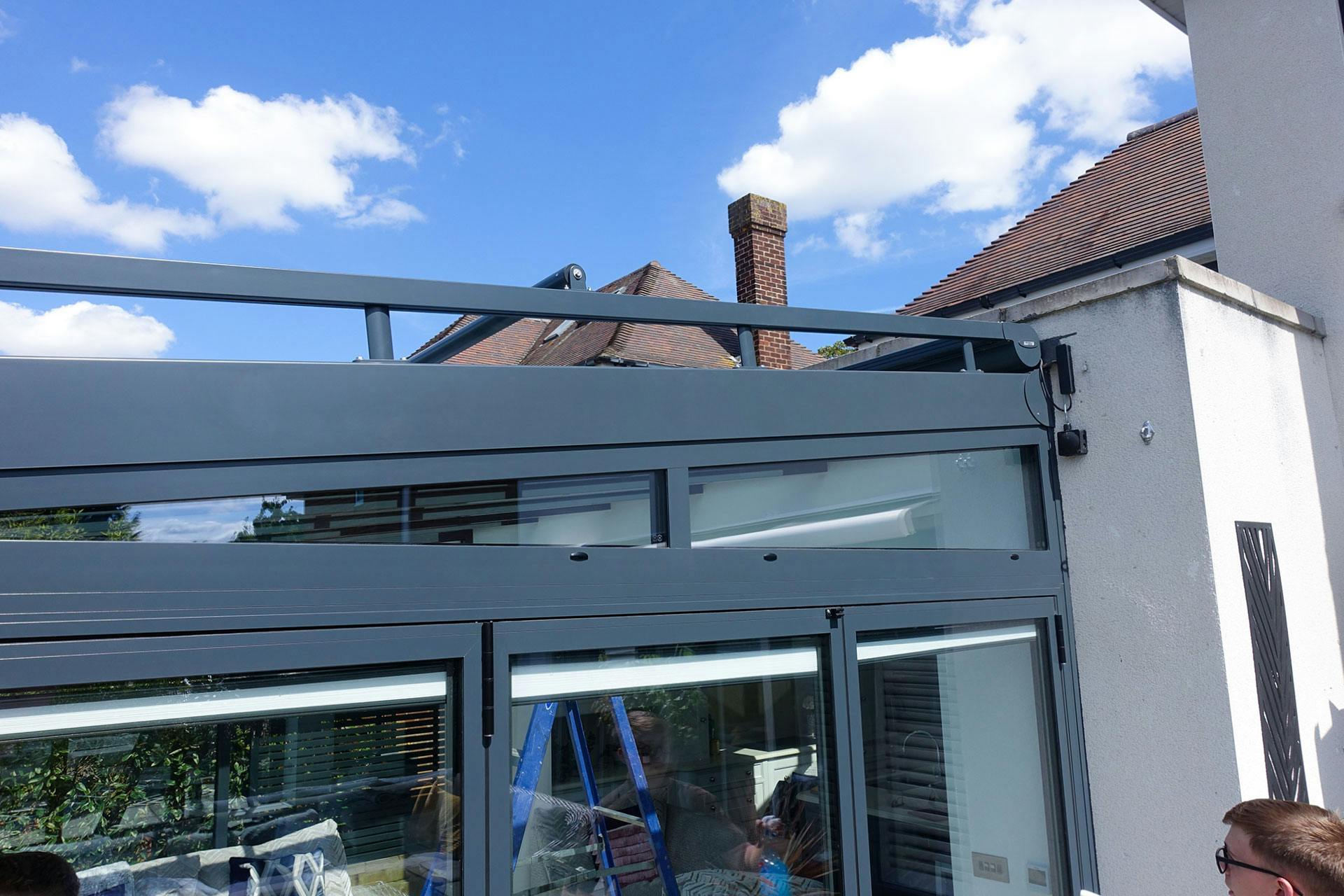 Structure detail showing safety of glass extensions