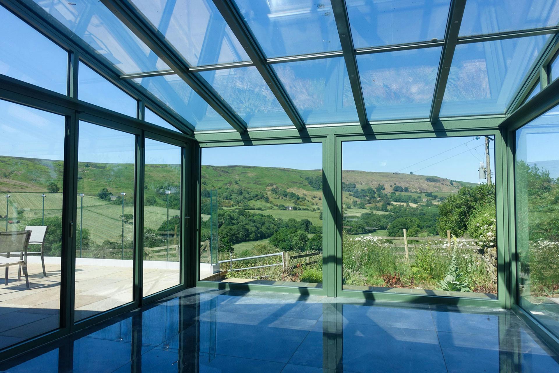 green orangery installation in yorkshire countryside