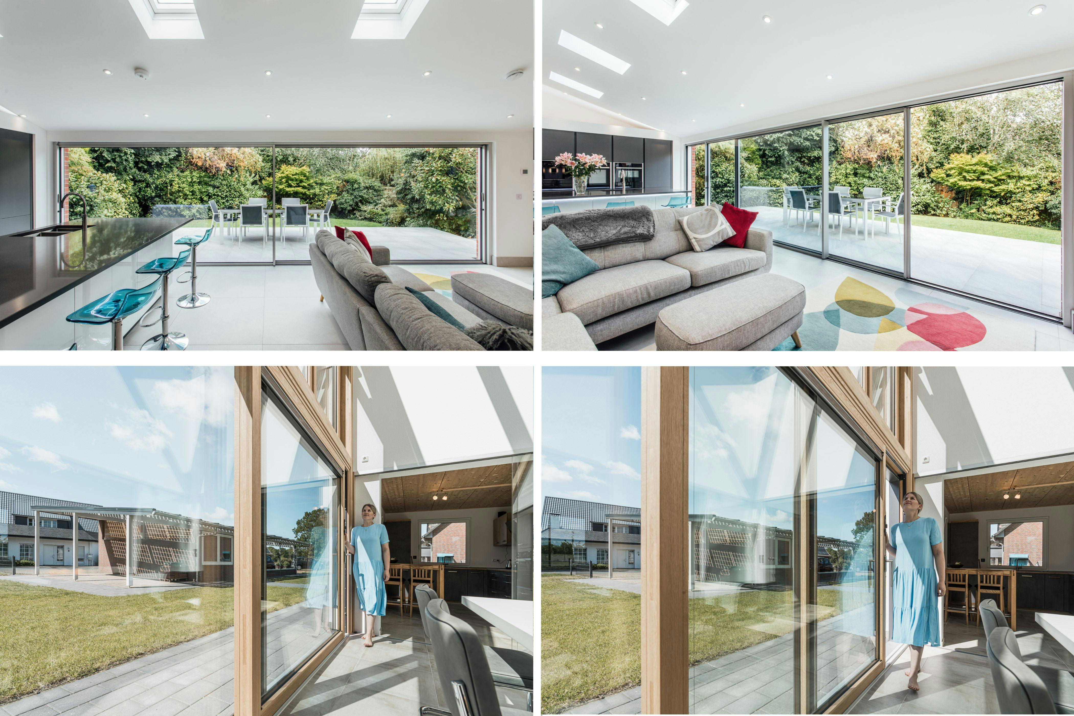 Sliding doors when closed and partially open