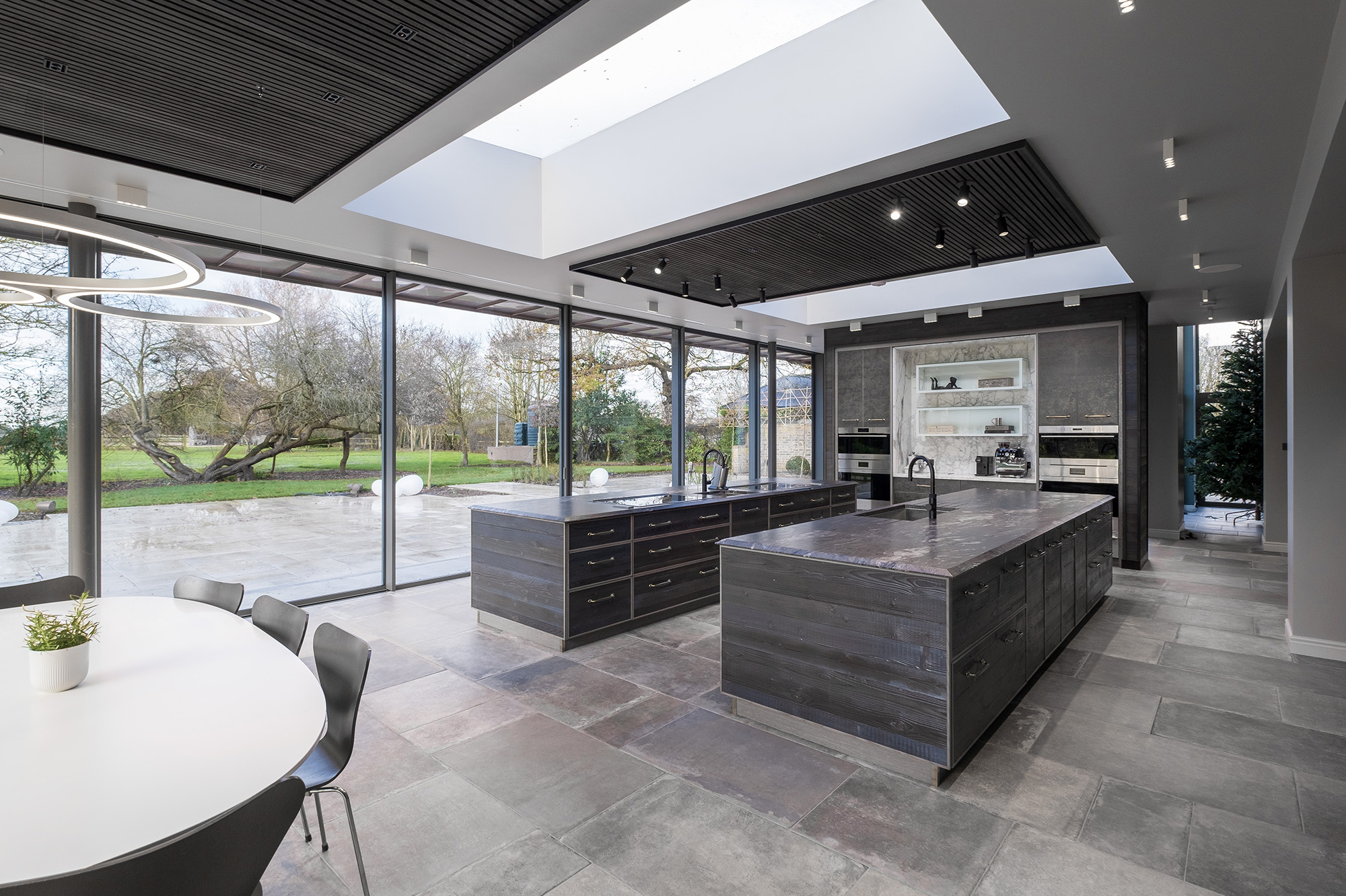 bespoke sliding doors on large kitchen extension in Yorkshire