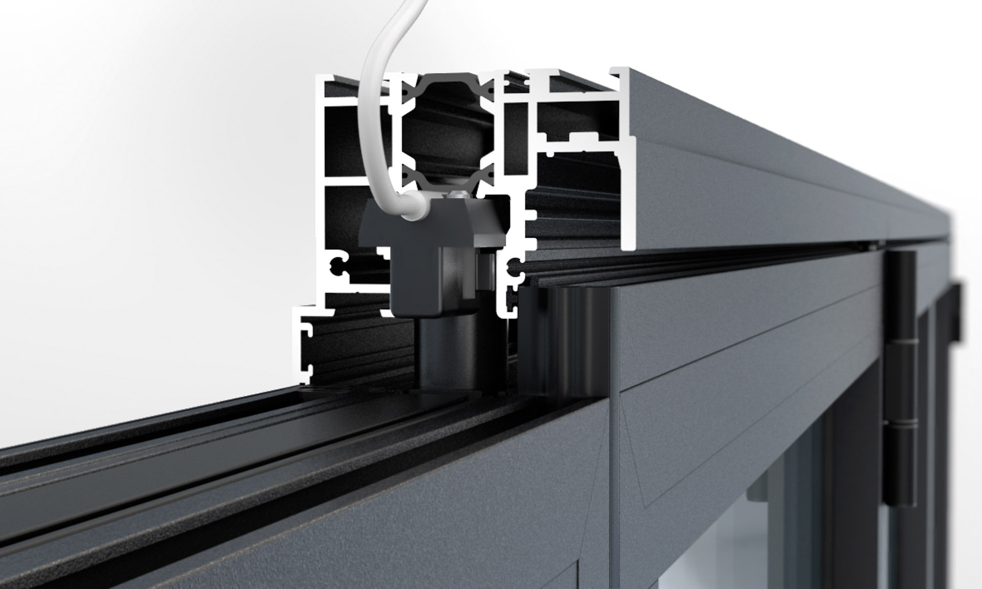 Technical view of door mechanism detail