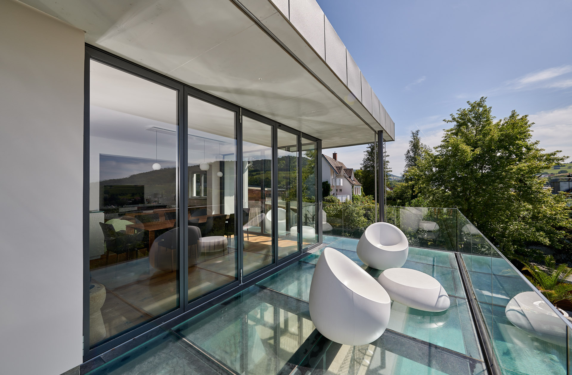 A closed Megaline bi-fold door looking into a property
