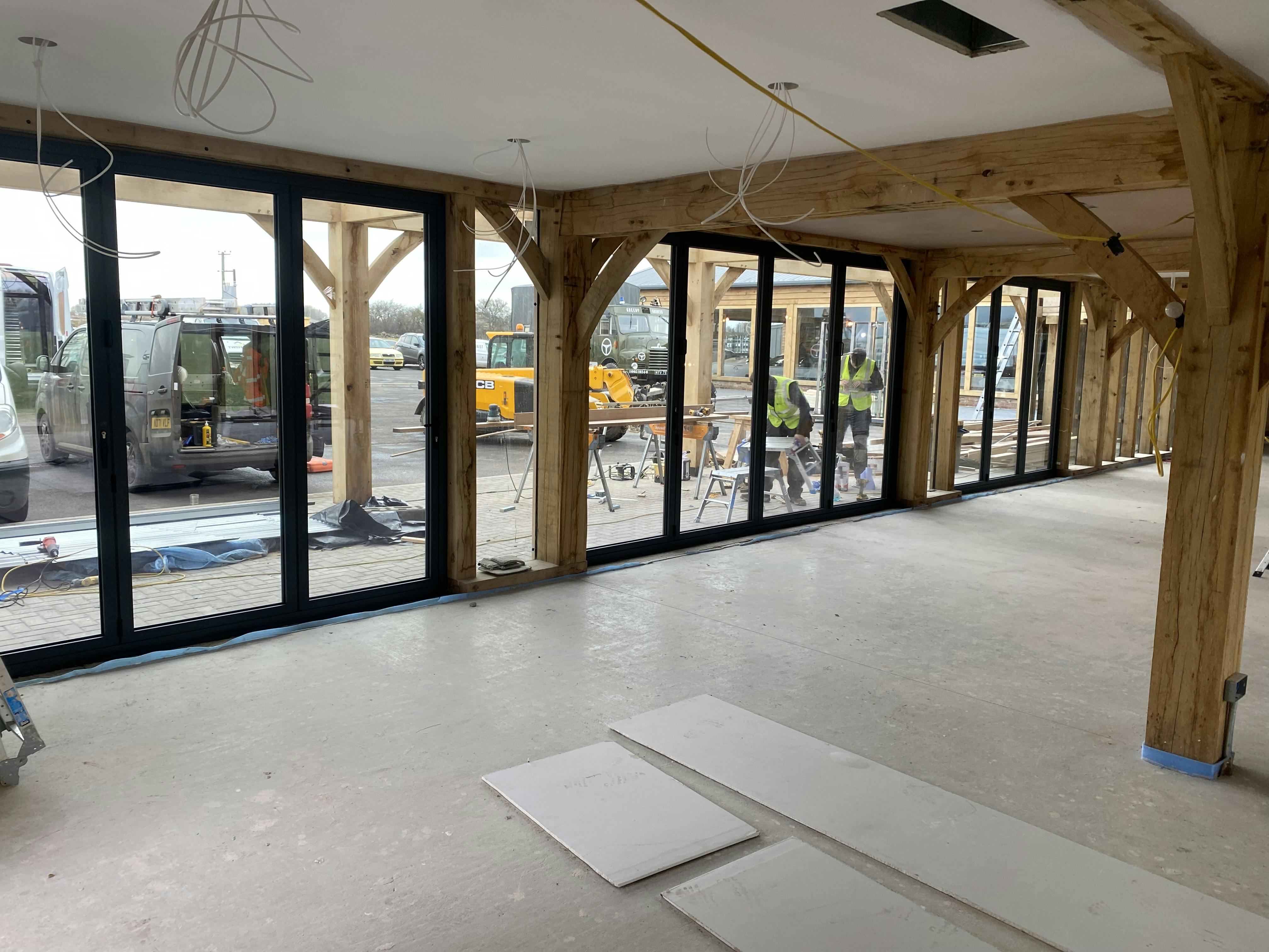 The bi-folding doors run across the length of the restaurant.