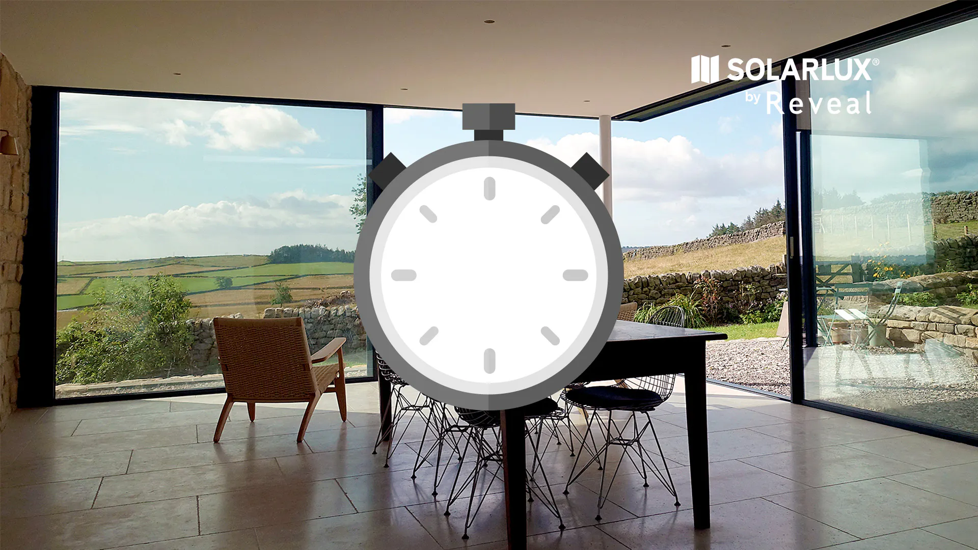 timelapse icon for open corner sliding doors near Harrogate