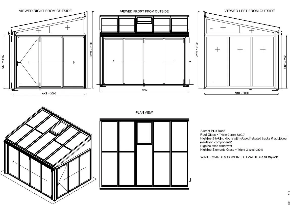 a project using a Solarlux Akzent Plus Wintergarden glass extension with very low U values