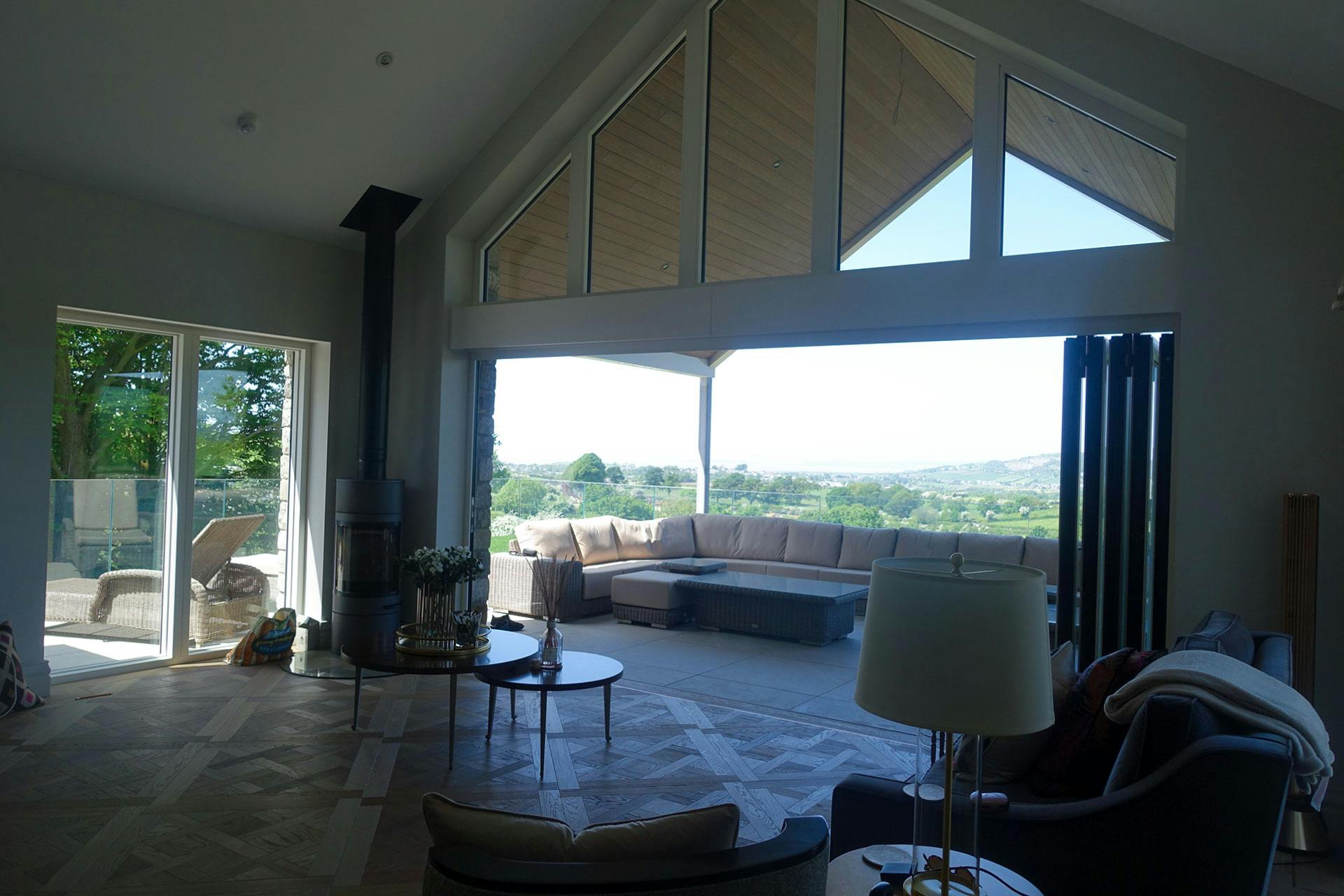 Five-pane shaped window above