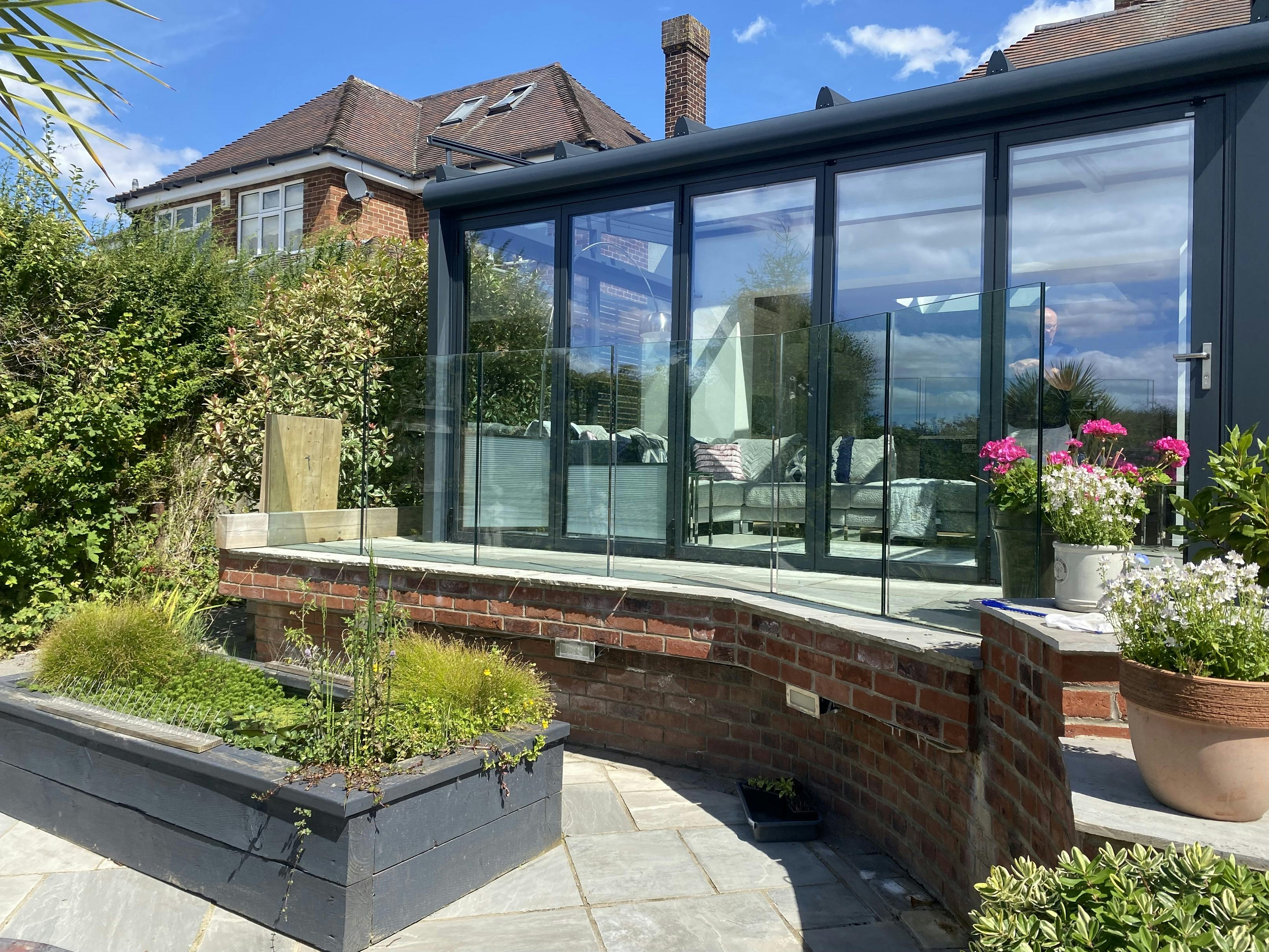 After installation of the glass structure