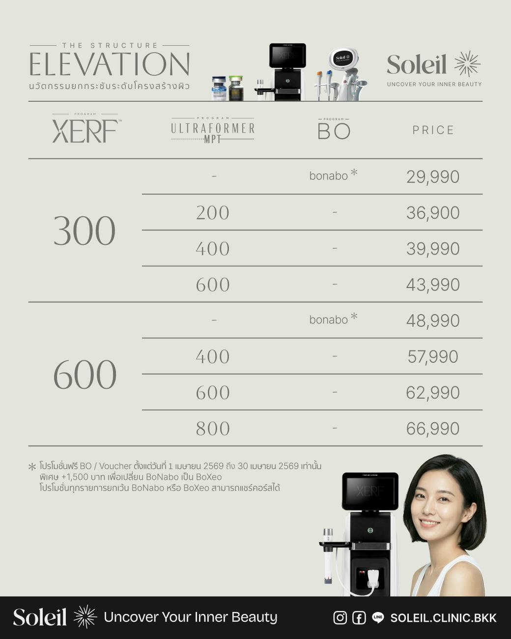 Soleil Skin Service: Xerf ยกกระชับระดับโครงสร้างผิว ปรับผิวหย่อยคล้อยให้เฟิร์ม พร้อมโปรโมชั่นจับคู่กับโปรมแกรมอื่นๆ สุดคุ้ม