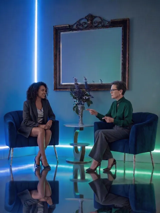 two ladies discussing during a consultation
