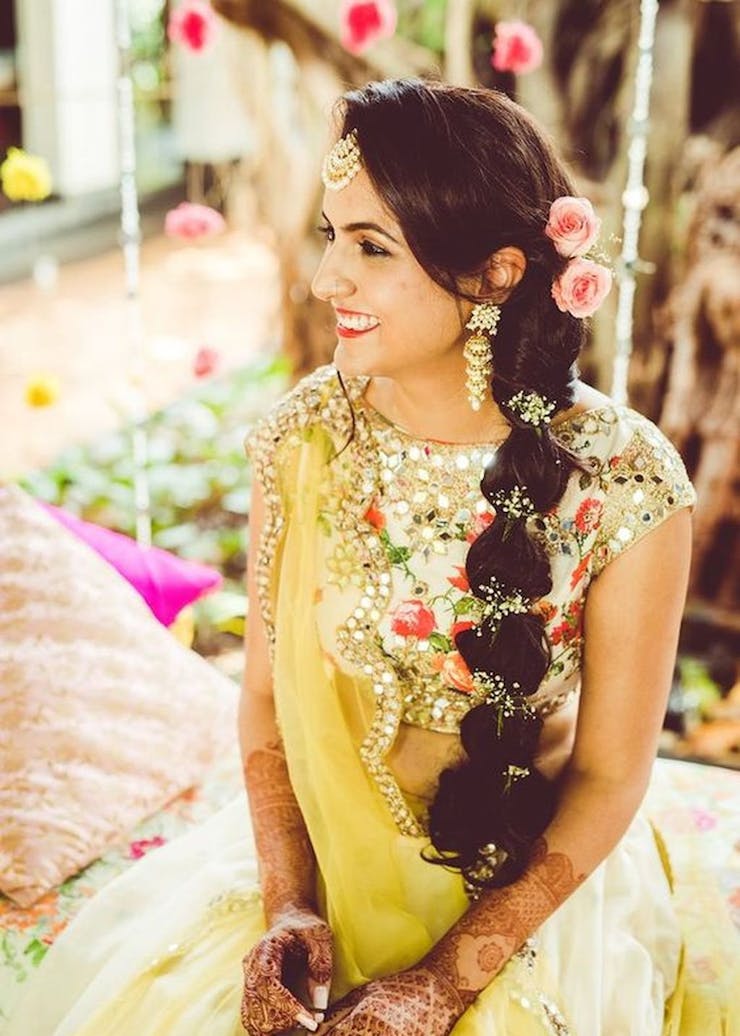 voguish braided hairstyle for brides