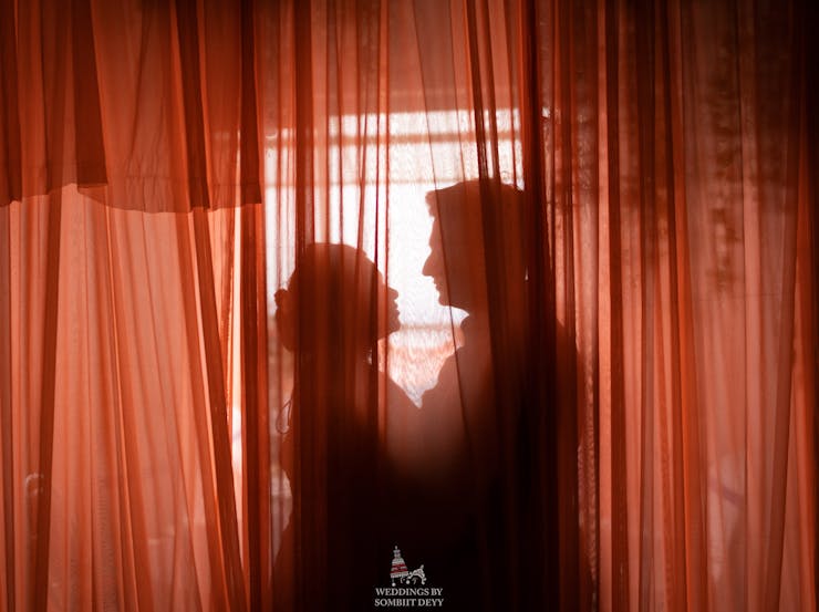 dreamy indoor pre-wedding pose