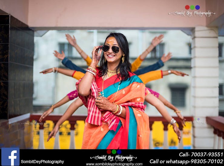 Bengali bridal haldi poses ideas