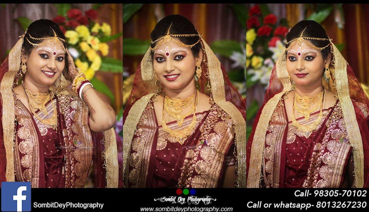 maroon banarasi saree for bengali brides